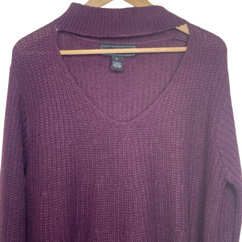 POLLY & ESTHER | Eggplant Purple Mock Neck Long Sleeve Sweater | Size XL - Picture 2 of 9